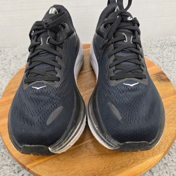 Hoka One One Mens 9.5D Bondi 8 Black White Athletic Daily Gym Road Running Shoe - Picture 6 of 12
